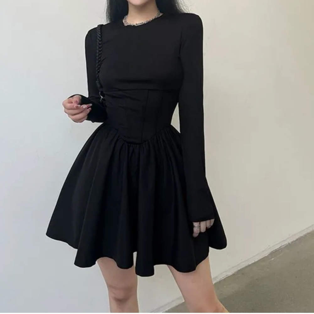 Elegant Black Dress Short Small